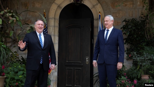 美国国务卿蓬佩奥在耶路撒冷会晤以色列蓝白党领导人甘茨。（2020年5月3日）