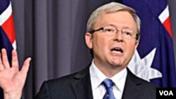 Menteri Luar Negeri Australia Kevin Rudd (foto: dok) mengatakan mereka yang pertama kali membocorkan lah yang bersalah, bukan situs WikiLeaks.