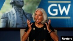 International Monetary Fund chief Christine Lagarde speaks about the upcoming IMF and World Bank meetings, at George Washington University in Washington, October 3, 2013.