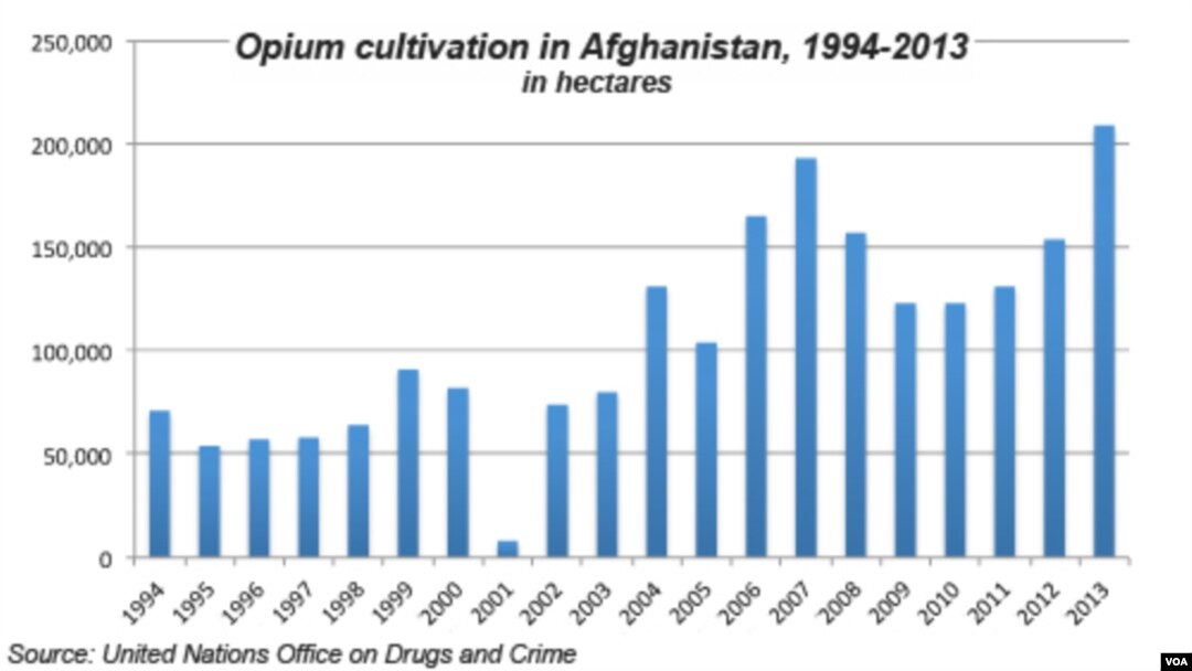 Opium cultivation in Afghanistan, 1992 - 2013