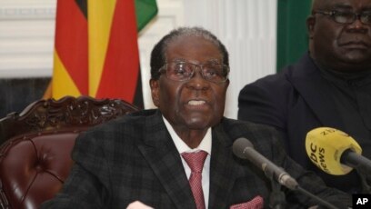 Rais Robert Mugabe akihutubia taifa Jumapili Nov.19, 2017