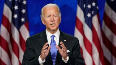 Ứng cử viên Tổng Thống của Đảng Dân chủ, cựu Phó TT Joe Biden, phát biểu tại ngày thứ 4 của Đại hội Toàn quốc DDC hôm 20/8/2020 tại Chase Center ở Wilmington, Delaware (AP Photo/Andrew Harnik)