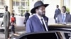 South Sudan's President Salva Kiir arrives in Addis Ababa for an African Union meeting, July 14, 2012. 
