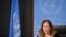 Head of the U.N. Support Mission in Libya, Stephanie Williams, speaks at a press conference on talks between rival factions in the Libya conflict, at United Nations offices in Geneva, Switzerland, Oct. 21, 2020. 