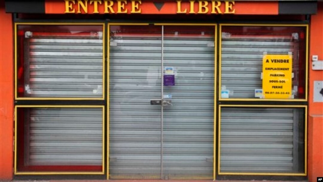 A shop is for sale in Roubaix, northern France, May, 16, 2013.