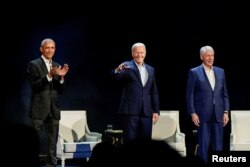 Eski Başkanlar Obama ve Clinton ve ABD'nin mevcut başkanı Joe Biden.