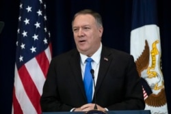 FILE - Secretary of State Mike Pompeo delivers remarks at the State Department in Washington, Dec. 19, 2019.