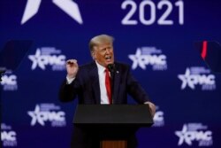 Former U.S. President Donald Trump speaks at the Conservative Political Action Conference (CPAC) in Orlando, Florida, Feb. 28, 2021.