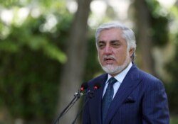 Abdullah Abdullah, Chairman of the High Council for National Reconciliation, speaks during a press conference in Kabul, Afghanistan, May 30, 2020.