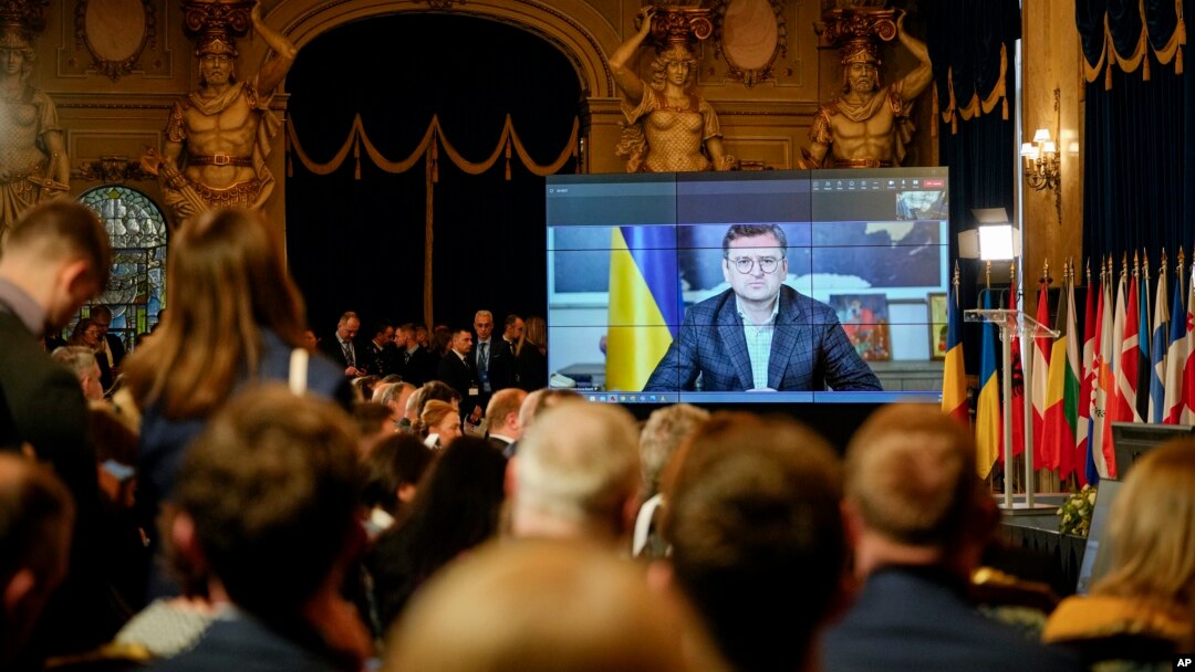 Дмитрий Кулеба обращается к первой конференции по безопасности на Черном море в рамках Международной платформы «Крым» в Бухаресте, Румыния, в четверг, 13 апреля 2023 года.