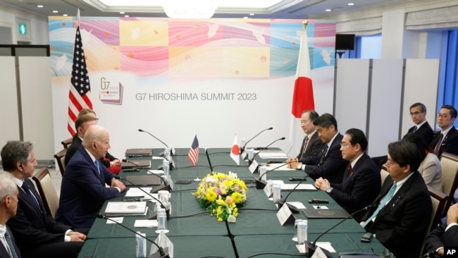 5月18日，在日本廣島參加七國集團峰會的領導人們。