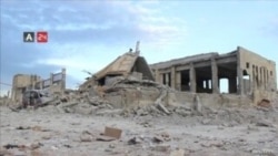 FILE - Nabd Al-Hayat hospital, destroyed by an airstrike, is seen in Hass, Idlib province, Syria, May 6, 2019, in this still image taken from a video on May 9, 2019.