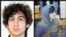 FILE - Dzhokhar Tsarnaev is seen in a combination of photos provided on April 19, 2013 by the FBI, left, and the Boston Regional Intelligence Center, right.