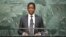 FILE - Zambian President Edgar Lungu, shown speaking at the United Nations in September 2015, "has been enjoying very good health," the deputy campaign manager for the ruling Patriotic Front says.