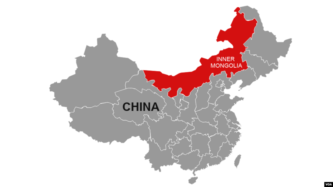 Peta wilayah Mongolia Dalam di China. 