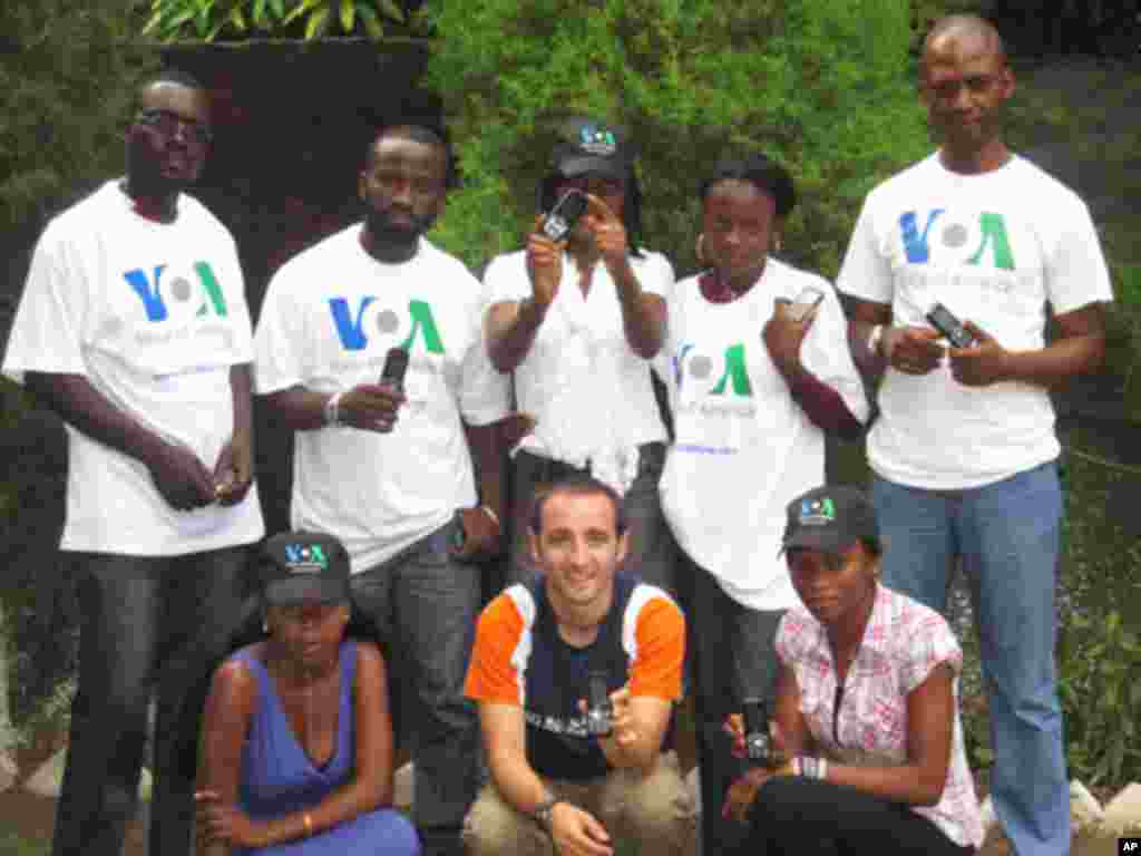 Citizen Journalists and VOA fans with Narval Mabila (right) and Nicolas Pinault, in Likasi, Katanga, DRC (November 2011)