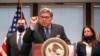 US Attorney General William Barr speaks on Operation Legend, the federal law enforcement operation, during a press conference in Chicago, Illinois, on September 9, 2020. (Photo by KAMIL KRZACZYNSKI / AFP)