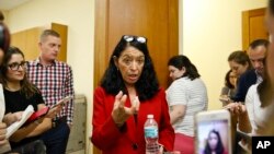 Susan Bucher, Supervisor of Elections speaks to the media at the Palm Beach County Supervisor of Elections office, Nov. 14, 2018, in West Palm Beach, Florida. 