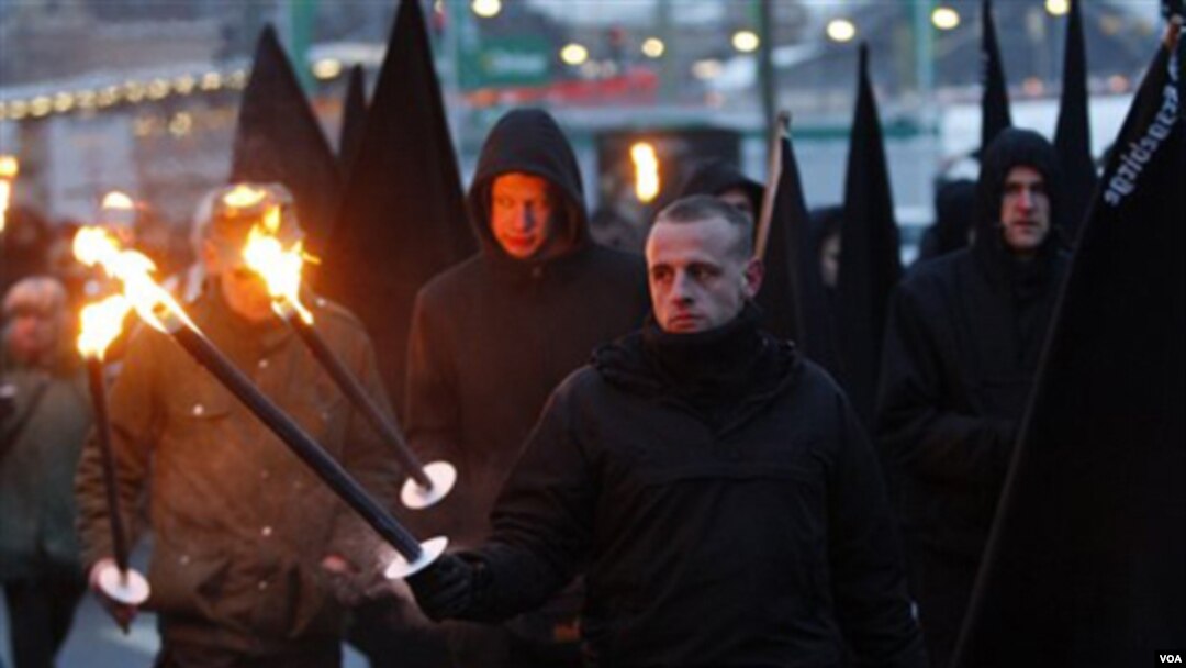 Pawai Neo-Nazi di Dresden, Jerman timur Minggu (13/2).