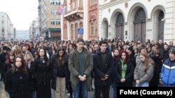 Protest studenata ispred zgrade Rektorata u Beogradu