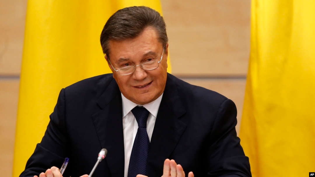 Ukraine's fugitive President Viktor Yanukovych gives a news conference in Rostov-on-Don, Friday, Feb. 28, 2014