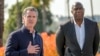 California Gov. Gavin Newsom holds a news conference to announce a new private sector initiative called LA Rises to be co-chaired by Magic Johnson, aimed to support rebuilding efforts after the devastating wildfires in Los Angeles, Jan. 28, 2025.