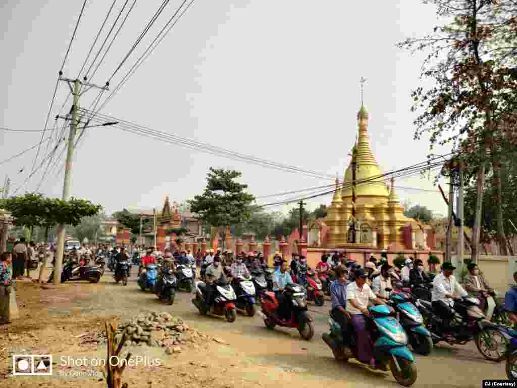 မတျလ ၂၅ ရကျနေ့ တမူးမွို့နယျရဲ့ သပိတျစဈကွောငျး မွငျကှငျး။ (ဓာတျပုံ - CJ- မတျ ၂၅၊ ၂၀၂၁)