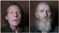 Timothy Weeks of Australia, left and American Kevin King (photo taken from video sent to VOA from Taliban).