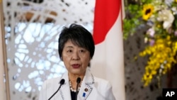 FILE - Menteri Luar Negeri Jepang Yoko Kamikawa berbicara dalam konferensi pers di wisma tamu Kementerian Luar Negeri Iikura di Tokyo, 29 Juli 2024. (Shuji Kajiyama/AP)