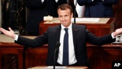 El presidente de Francia, Emmanuel Macron, habló ante el Congreso de EE.UU. el miércoles, 25 de abril, de 2018.