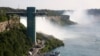 The Niagara Falls, New York observation tower provides a stunning view of the American, Bridal and Horseshoe Falls above the Niagara Gorge. (R. Taylor/VOA)