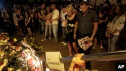 Украинцы пришли к посольству Нидерландов, чтобы почтить память погибших в катастрофе малазийского пассажирского самолета рейса МН-17. Киев. Украина. 17 июля 2014 г.