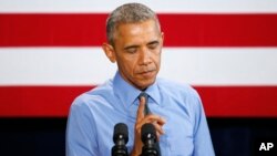 El presidente Barack Obama habló sobre la crisis del agua en Flint, Michigan, el miércoles, 20 de enero de 2016, durante su visita a la sede de United Auto Workers-General Motors Center en Detroit, Michigan.