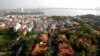 An aerial view shows West Lake and its surroundings in Hanoi, Dec. 18, 2014. 