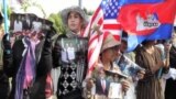 Land Activists Protest in front of the U.S Embassy in Phnom Penh Calling Michelle Obama to Help