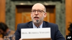 Russell Vought, President Donald Trump's choice for director of the Office of Management and Budget, appears before the Senate Budget Committee during a hearing examining his nomination, on Capitol Hill in Washington, Jan. 22, 2025. 