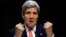 U.S. Secretary of State John Kerry makes fists while speaking about the crisis in Ukraine during a hearing held by the Subcommittee on State, Foreign Operations, and Related Programs to examine proposed budget estimates for fiscal year 2015.