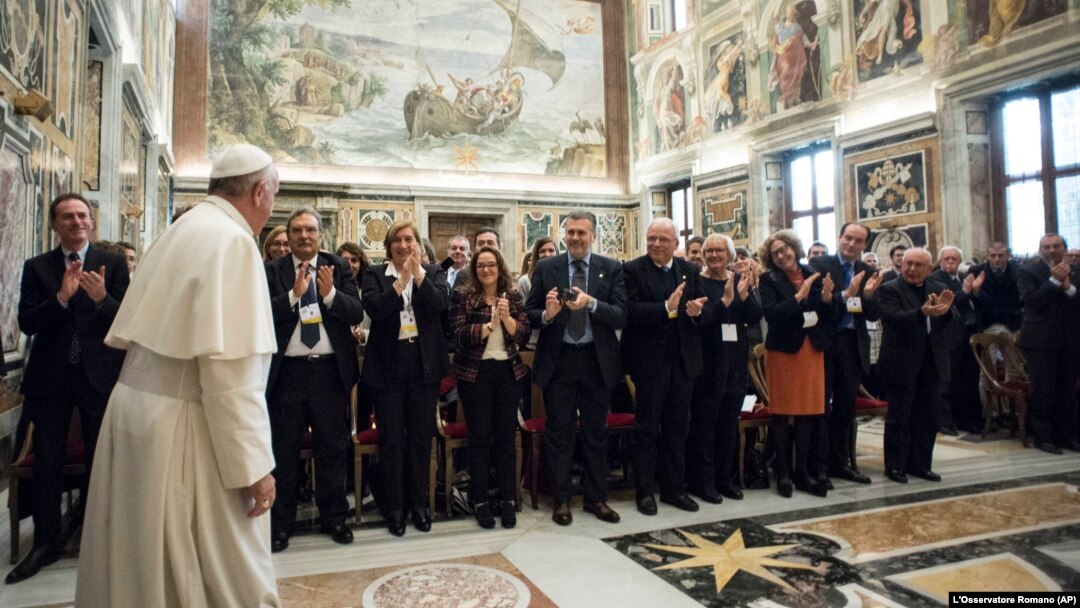 Pope Francis meets members of AGESC, Italian Catholic Schools Parents' Association, in the Clementine Hall at the Vatican, Dec. 5, 2015.