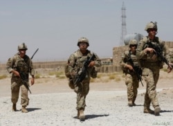 Tropas estadounidenses patrullan en una base del Ejército Nacional Afgano en la provincia de Logar, Afganistán, en agosto del 2018.