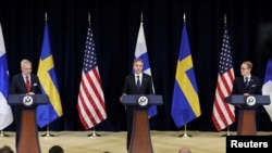 U.S. Secretary of State Blinken holds joint news conference with Sweden Foreign Minister Billstrom and Finland Foreign Minister Haavisto at State Department in Washington