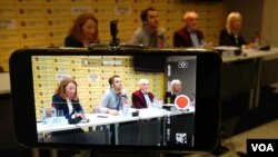 Učesnici debate Centra za razvoj zajednica i portala KoSSev "Ratni zločini i tranziciona pravda: Kosovo", u beogradskom Medija centru, 20 februara 2019.