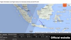 Gambar Peta Penerbangan AirAsia Flight 8501 (Foto: FlightRadar24.com)