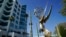 An Emmy statue is pictured during Press Preview Day for the 73rd Primetime Emmy Awards, Sept. 14, 2021, at the Television Academy in Los Angeles.