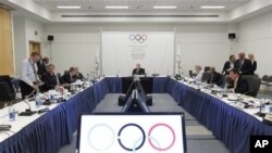 Members of the International Olympic Committee executive board, Quebec City, May 23, 2012.