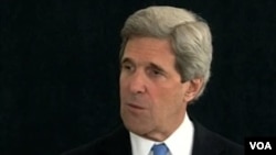 ທ່ານ John Kerry ລັດຖະມົນຕີການຕ່າງ ປະເທດສະຫະລັດ ທີ່ອອກສານຖະແຫລງຂ່າວ ສົ່ງຄໍາອວຍພອນໄຊ ເຖິງປະຊາຊົນລາວ ທົ່ວປະເທດ.