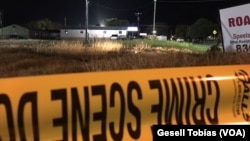 The scene of a shooting is cordoned off with crime scene tape at the First Baptist Church of Sutherland Springs in Sutherland Springs, Texas, Nov. 6, 2017. 