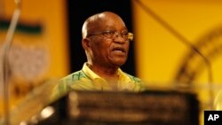 FILE - South African President and then president of the African National Congress, Jacob Zuma, addresses delegates at the start of an ANC conference in Johannesburg, South Africa, Dec. 16 2017. 