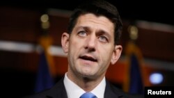 FILE - U.S. Speaker of the House Paul Ryan (R-WI) takes questions at a news conference after his meeting with Republican presidential candidate Donald Trump in Washington, May 12, 2016. 