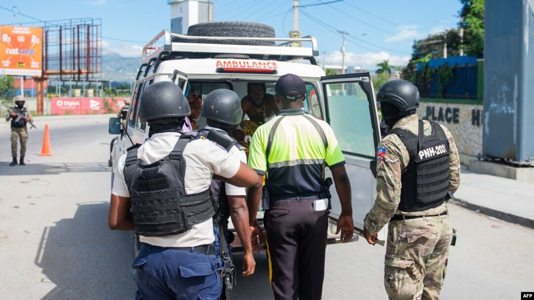 Police officers patrol near the Toussaint Louverture International Airport in Port-au-Prince, Haiti, on Nov. 12, 2024.