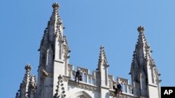 FILE - The facade of the Washington National Cathedral in Washington.